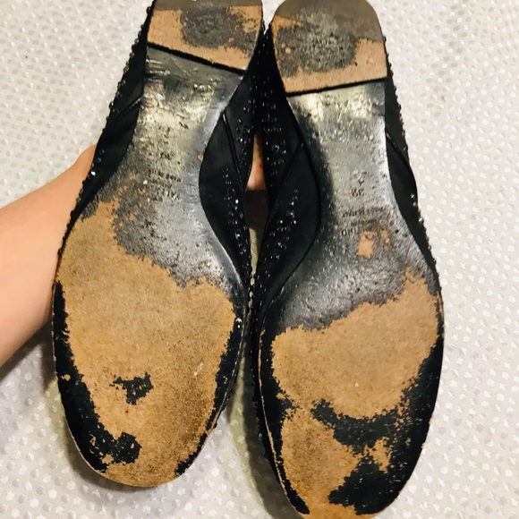 Valentino Garavani Swarovski Crystal Studded Flats Black Satin Size 8.5 - Picture 13 of 14